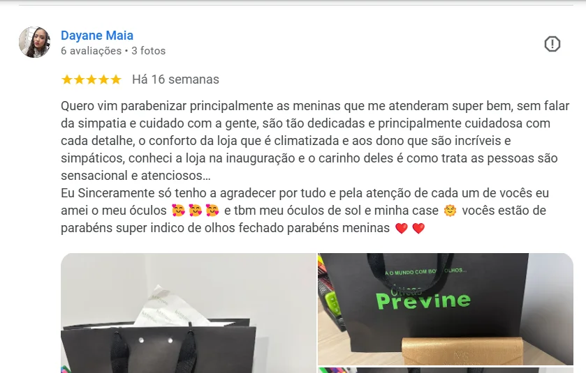 Avaliação de Dayane Maia no Google – 5 estrelas