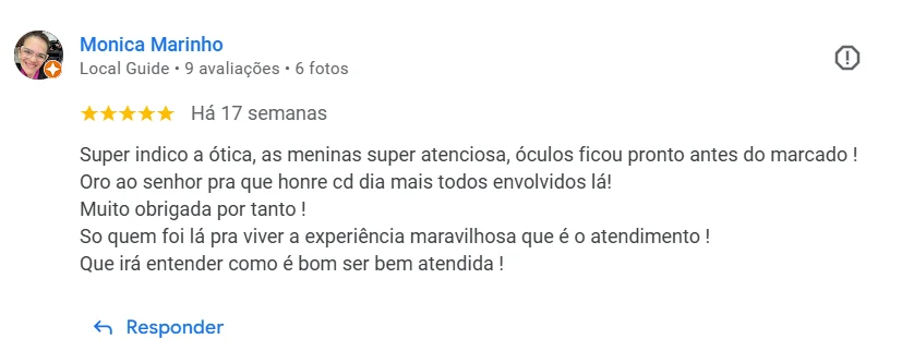 Avaliação de Monica Marinho no Google – 5 estrelas